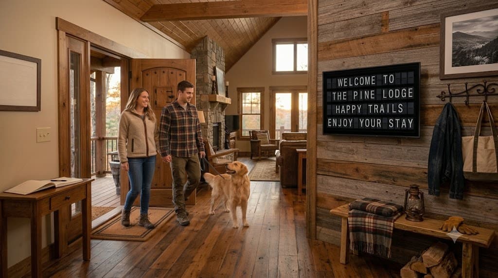 The Airbnb Welcome Board: Wifi, Checkout, and House Rules on a Split-Flap